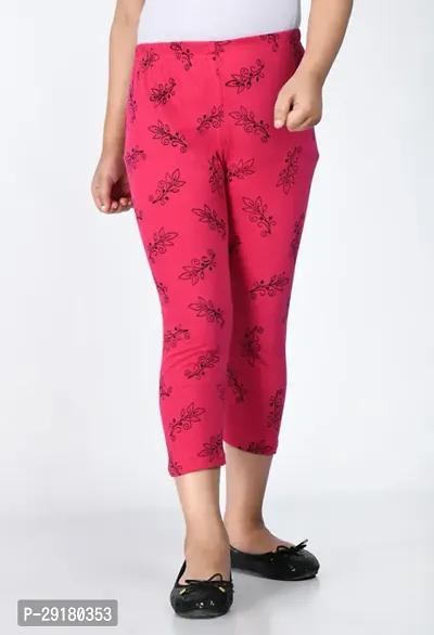 Fabulous Magenta Cotton Printed Capri For Girls