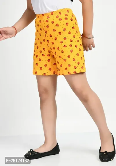 Fabulous Yellow Cotton Printed Short For Girls-thumb4