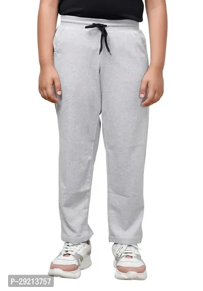 Charming Grey Cotton Solid Track Pant For Boys