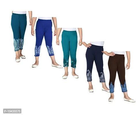 Girls Cotton Printed Capri 3/4th Pants Summer Wear Combo