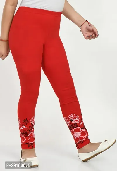 Fabulous Red Cotton Printed Leggings For Girls-thumb4