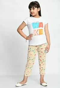 Stylish Beige Cotton Printed Pyjama For Girl-thumb1