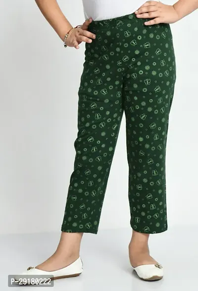 Stylish Olive Cotton Printed Pyjama For Girl-thumb0