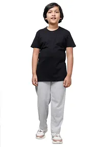 Charming Grey Cotton Solid Track Pant For Boys-thumb1