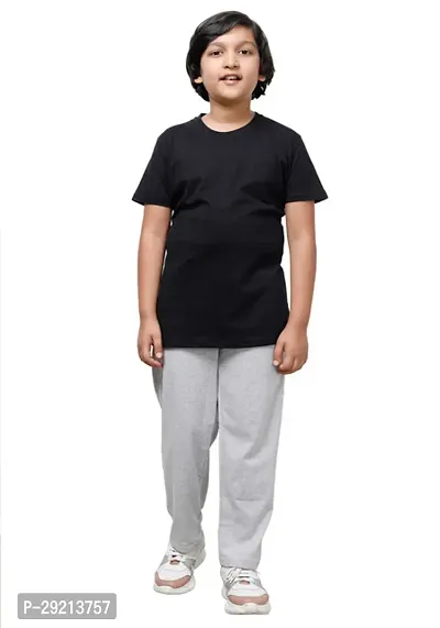 Charming Grey Cotton Solid Track Pant For Boys-thumb2