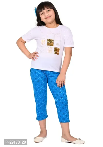 Fabulous Multicoloured Cotton Printed Capri For Girls Pack Of 2-thumb2