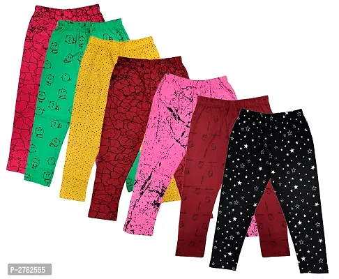 Multicoloured Cotton Capris For Girl's - (Pack of 7)