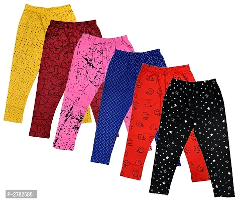 Multicoloured Cotton Capris For Girl's - (Pack of 6)