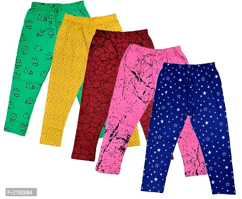 Multicoloured Cotton Capris For Girl's - (Pack of 5)