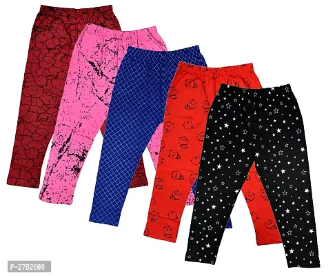 Multicoloured Cotton Capris For Girl's - (Pack of 5)