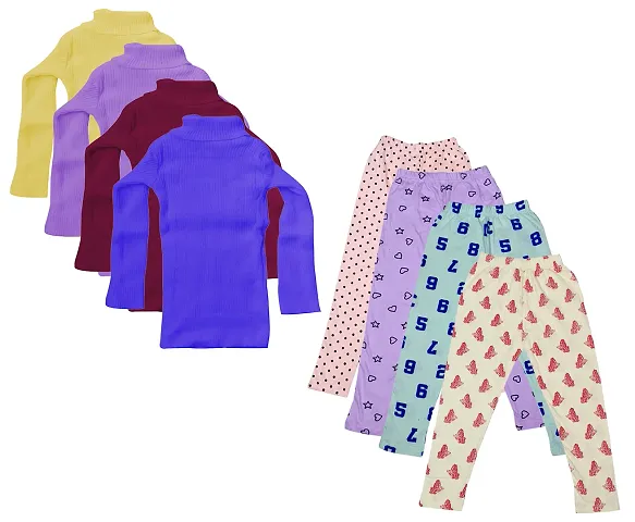 Kids Girls Pack Of 4 Leggings and  Pack Of 4 Sweaters