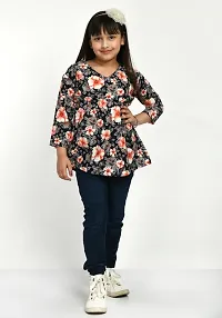 Stylish Black Crepe Printed Tops For Girls-thumb1