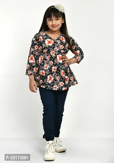 Stylish Black Crepe Printed Tops For Girls-thumb2