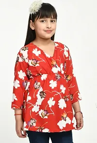 Stylish Multicoloured Crepe Printed Top For Girls Pack Of 2-thumb2