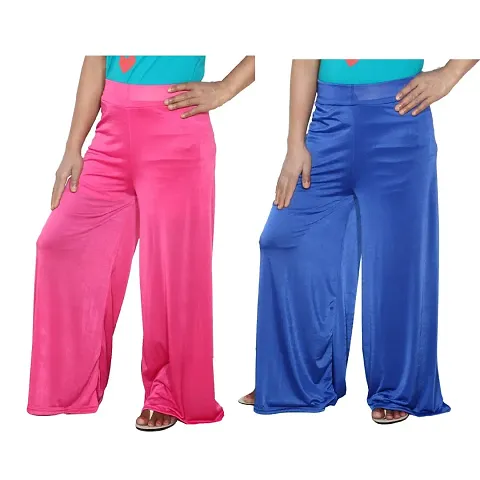 IndiWeaves Women Casual Palazzo Pants ,Plazzo Trousers Casual Wear Plazzo Pant For Women -Free Size-Pack Of 2