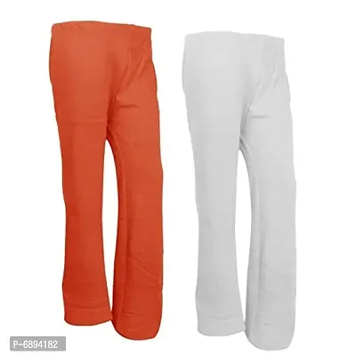 IndiWeaves Womens Warm Woolen Full Length Palazo Pants for Winters_Free Size_Orange/White
