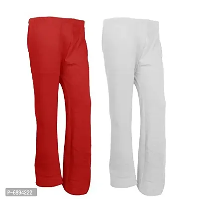 IndiWeaves Womens Warm Woolen Full Length Palazo Pants for Winters_Free Size_Red/White