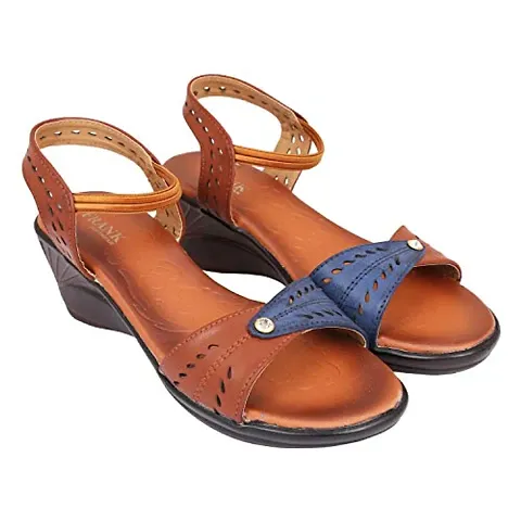 IndiWeaves Womens Faux Leather Sandal (87300-173-IW-8_Tan_8)