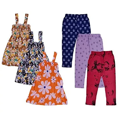 IndiWeaves Girl's Capri and Frock (Pack of 6)