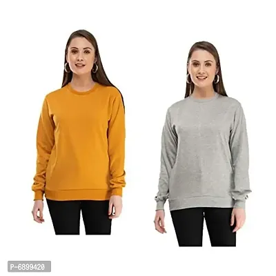 indi weaves Women's Fleece Warm Sweatshirt for Winters (L,Grey,Mustard) Pack of 2-thumb0