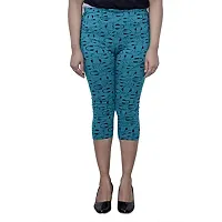 indi weaves Women's Cotton Full Sleeve Printed T-Shirts and Cotton Printed Lycra Capris Pack of 4-thumb1