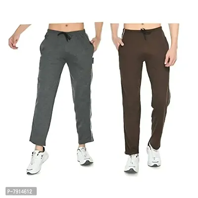indi weaves Men's Solid Cotton Lower Track Pants (Pack of 2)