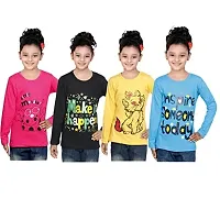 IndiWeaves Girls Cotton Full Sleeve Printed T-Shirt Pack of 4(10200-02030405-IW-P4-L1_Red::Blue::Yellow::Black_9-10 Years)-thumb1