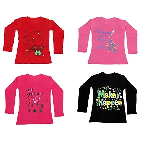 IndiWeaves Girls' T-Shirt (Pack of 4)