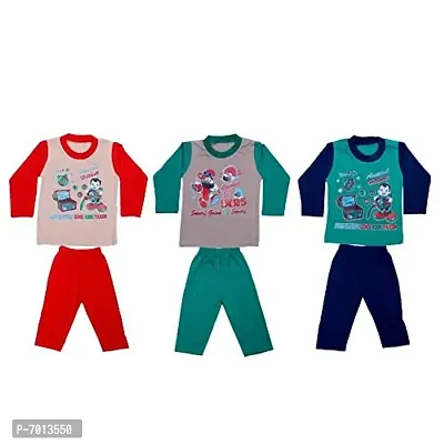 IndiWeaves Kids Pure Cotton Baba Suit (T-Shirt and Bottom) (Pack of 3) (Assorted Color/Print)