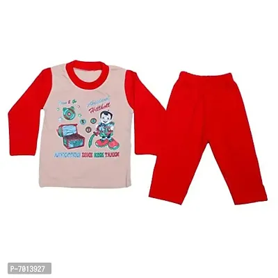 Indiweaves Kids Pure Cotton Round Neck Baba Suit (T-Shirt and Bottom) Red  Pink/Pink  Blue-2 to 2.5 Years-(10000-0105)-thumb3