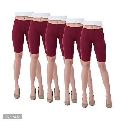 IndiWeaves Women's Cotton Cycling Shorts (Csw02-05-iw_Maroon_36) Pack of 5