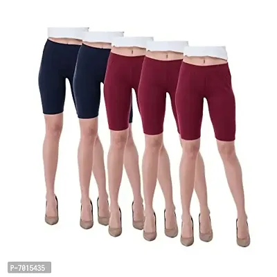 IndiWeaves Women's Cotton Cycling Shorts (Csw01-2csw02-3-iw_Navy Blue/Maroon_38) Pack of 5
