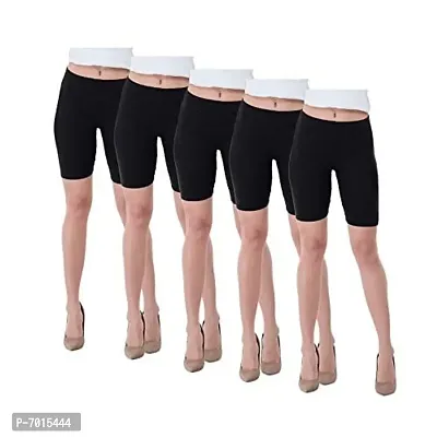 IndiWeaves Women's Cotton Cycling Shorts (Csw03-05-iw_Black_38) Pack of 5