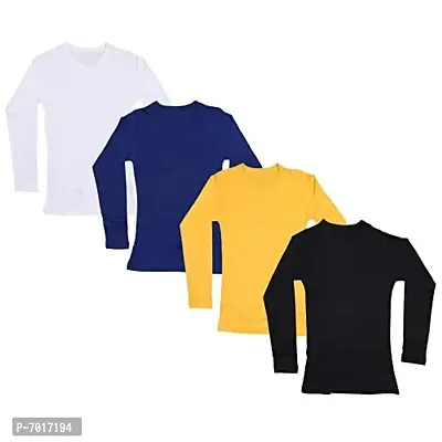 IndiWeaves Girls Cotton Full Sleeves Solid T-Shirts Pack of 4 (10200-33343538-IW-P4-XL2_Multicolor_13-14 Years)