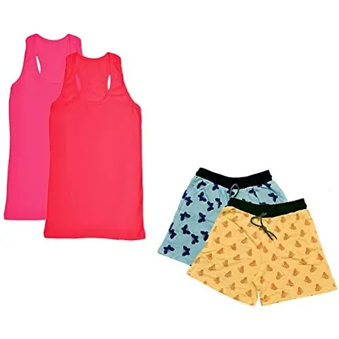 IndiWeaves Women's Combo Pack of Shorts and Cpari (Pack of 4)