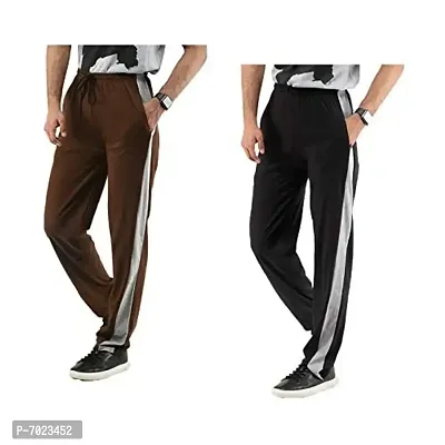 IndiWeaves Men's Cotton Lower Track Pants (Black,Brown,38) Pack of 2