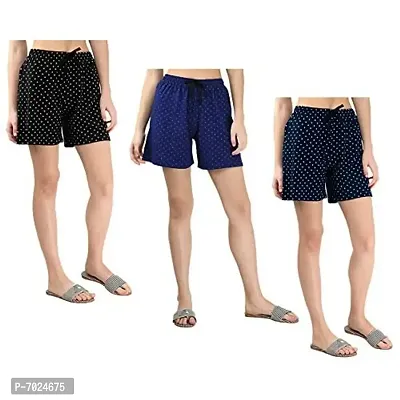 IndiWeaves Women's Cotton Printed Hot Shorts Pack of 2