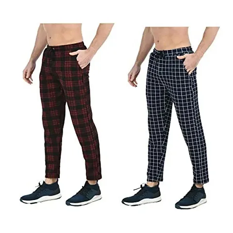 IndiWeaves Men's Dry Fit Track Pants with 2 Side Open Pockets Combo Pack of 2