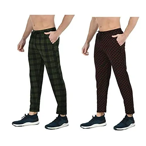 IndiWeaves Men's Dry Fit Track Pants with 2 Side Open Pockets Combo Pack of 2