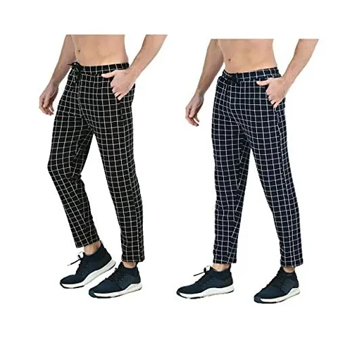 IndiWeaves Men's Dry Fit Track Pants with 2 Side Open Pockets Combo Pack of 2