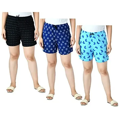 IndiWeaves Women's Regular Shorts [Pack of 3]