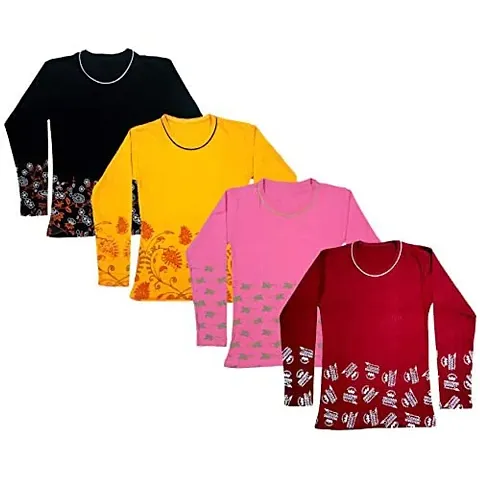 IndiWeaves Girl's Full Sleeve T-Shirts Pack of 4