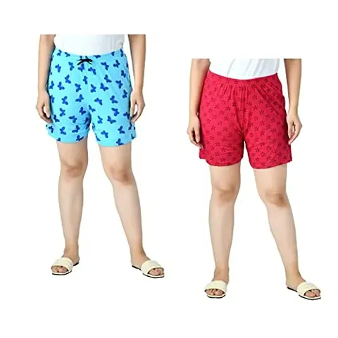 IndiWeaves Women's Regular Shorts [Pack of 2]