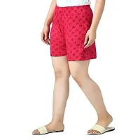 IndiWeaves Women's Cotton Printed Regular Shorts [Pack of 2] Magenta, Red-thumb2