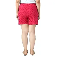 IndiWeaves Women's Cotton Printed Regular Shorts [Pack of 2] Magenta, Red-thumb3