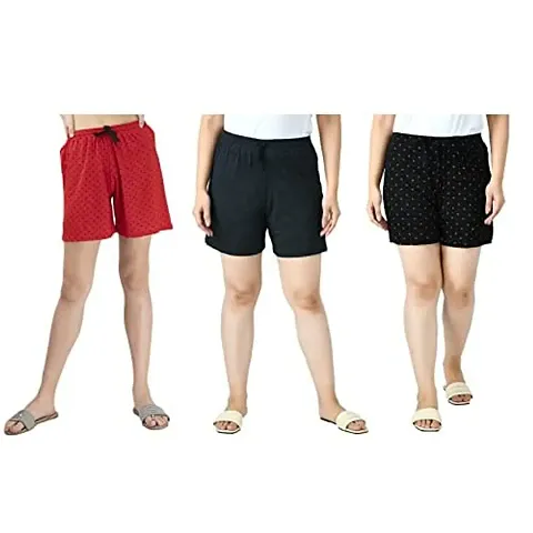 IndiWeaves&#174; Women's Regular Fit Solid and Shorts/Hot Pant [Pack of 3]