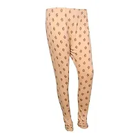 IndiWeaves Womens Cotton Churidar Leggings Combo(Pack of 1 Printed Legging and 2 Solid Legging)_Beige::Pink_FREE SIZE-thumb1