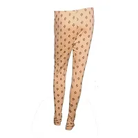 IndiWeaves Womens Cotton Churidar Leggings Combo(Pack of 1 Printed Legging and 2 Solid Legging)_Beige::Pink_FREE SIZE-thumb2