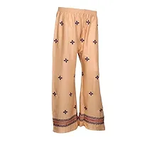 IndiWeaves Beige Rayon Embroidered Trendy and Stylish Pallazo Pant for Women-thumb1