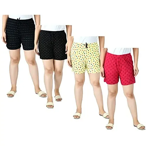 IndiWeaves Women's Regular Shorts [Pack of 4]